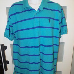 U.S. Polo Assn. SS Polo Blue Striped Shirt Size XL Men's EUC